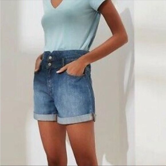 Banana Republic Blue High Waisted Rolled Cuff Denim Jeans Short Size 26/2 - Picture 1 of 11